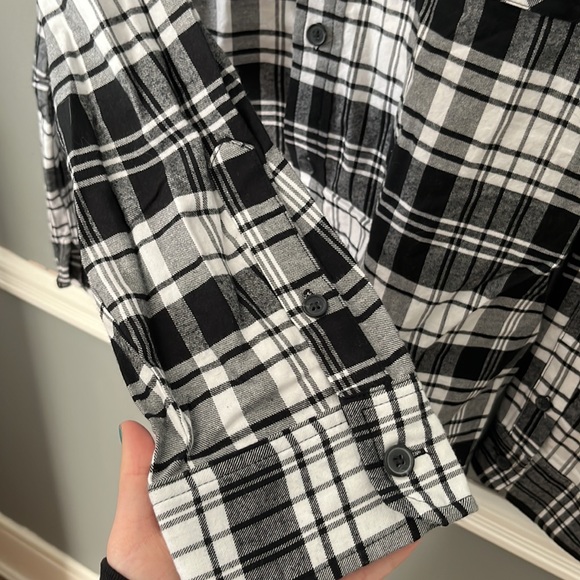 NWT Original Use Men’s Black & White Plaid Flannel Shirt - Picture 8 of 11